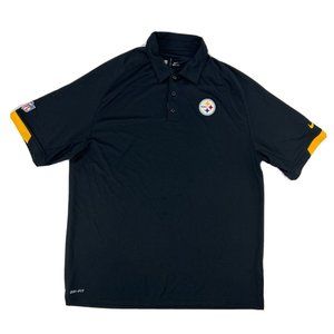Pittsburgh Steelers Nike‎ Shirt Men's L Black Dri-Fit On Field Apparel Polo NFL